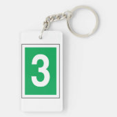 Number Three White And Green Keychain キーホルダー (裏面)