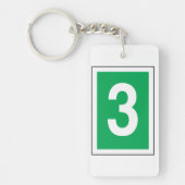 Number Three White And Green Keychain キーホルダー (正面)