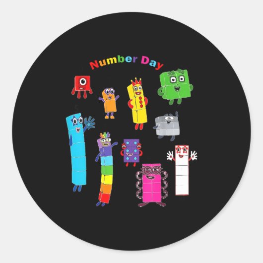 Numberblock number day funny happy numbers  ラウンドシール (正面)