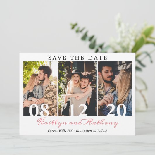 Numbers はっきりした Script 3モダン Photo セーブザデート (スタンド正面)