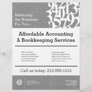 Numbers モダン Logo Linen Accountant チラシ
