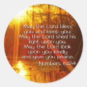 NUMBERS 6:24聖書の聖句 – 主よ賛美り ラウンドシール (正面)