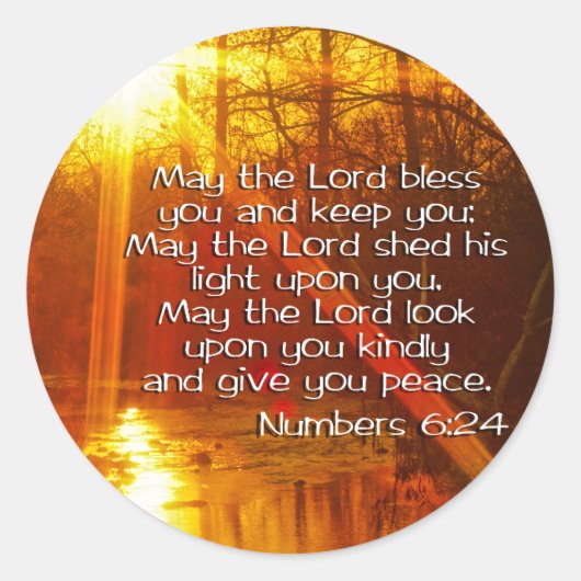 NUMBERS 6:24聖書の聖句 – 主よ賛美り ラウンドシール (正面)
