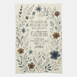 Numbers 6:24–26 Priestly Blessing Vintage Floral キッチンタオル