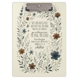 Numbers 6:24–26 Priestly Blessing Vintage Floral クリップボード