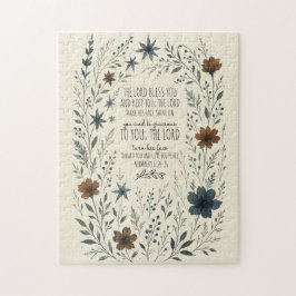 Numbers 6:24–26 Priestly Blessing Vintage Floral ジグソーパズル