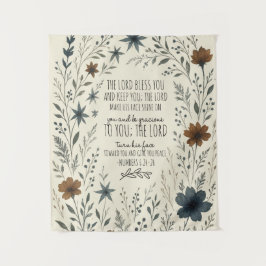Numbers 6:24–26 Priestly Blessing Vintage Floral タペストリー
