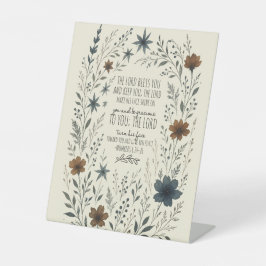 Numbers 6:24–26 Priestly Blessing Vintage Floral 台座サイン