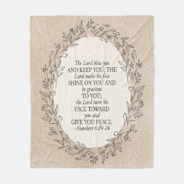 Numbers 6:24–26 The Lord Bless You Neutral Vintage フリースブランケット