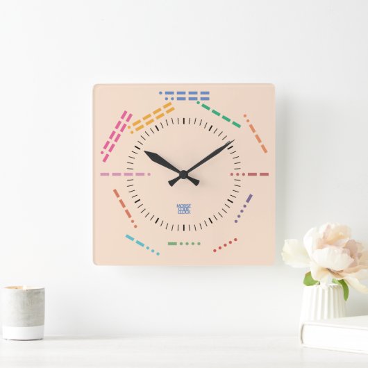 NUMBERS CODE MORSE CLOCK BY MASANSER PIXELAT スクエア壁時計 (ホーム)