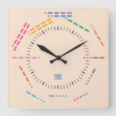 NUMBERS CODE MORSE CLOCK BY MASANSER PIXELAT スクエア壁時計 (正面)