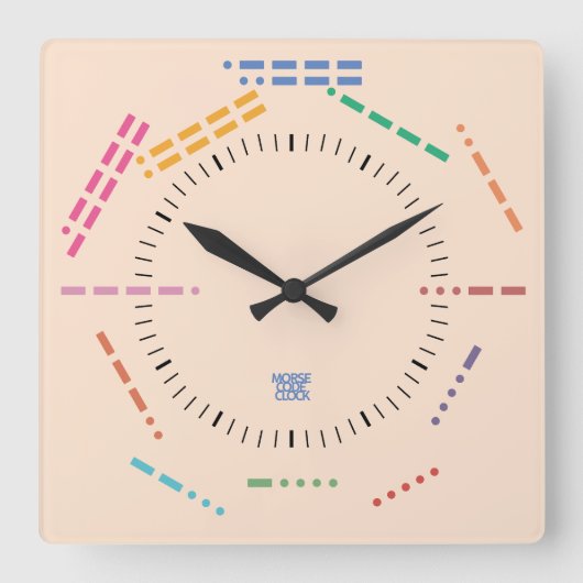 NUMBERS CODE MORSE CLOCK BY MASANSER PIXELAT スクエア壁時計 (正面)