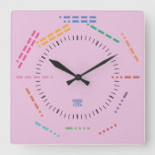 NUMBERS CODE MORSE CLOCK BY MASANSER PIXELAT スクエア壁時計 (正面)