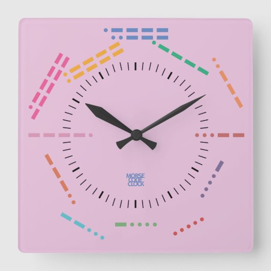NUMBERS CODE MORSE CLOCK BY MASANSER PIXELAT スクエア壁時計 (正面)