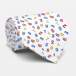 Numbers from one to nine in red, yellow, and blue ネクタイ
