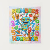 Numbers Rockstar Cute Robot Math Design タペストリー (正面)