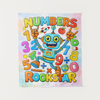 Numbers Rockstar Cute Robot Math Design タペストリー