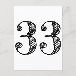 Numéro 33 - Chiffre Trente-Trois Manuscrit Âge インビテーションポストカード