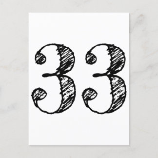 Numéro 33 - Chiffre Trente-Trois Manuscrit Âge インビテーションポストカード