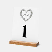 Numéro de table acrylique mariage coeur floral アクリルサイン (傾斜)