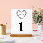 Numéro de table acrylique mariage coeur floral アクリルサイン (ウェディング)