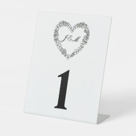 Numéro de table de mariage en forme de cœur floral 台座サイン