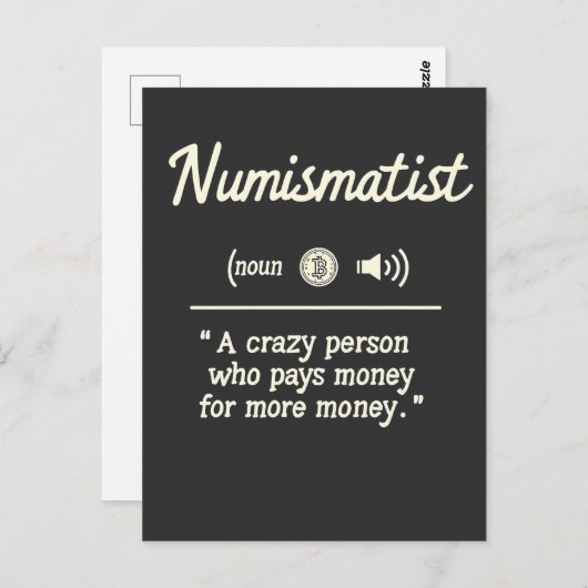 Numismatistおもしろい定義の暗号投資 ポストカード (正面/裏面)