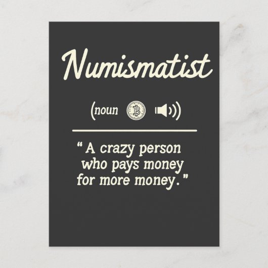 Numismatistおもしろい定義の暗号投資 ポストカード (正面)