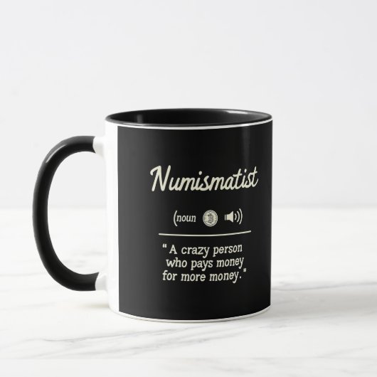Numismatistおもしろい定義の暗号投資 マグカップ (左)