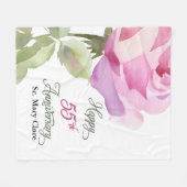 Nun 55th Anniversary Jubilee Custom Name Pink Rose フリースブランケット (正面(横))