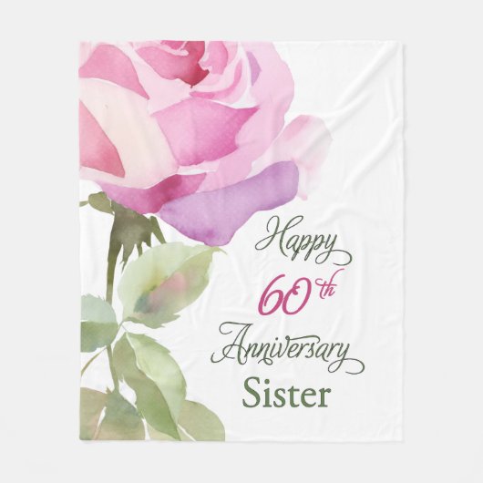 Nun 60th Anniversary Catholic Jubilee Pink Rose フリースブランケット (正面)