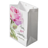Nun 60th Anniversary Jubilee Custom Name Pink Rose ミディアムペーパーバッグ (正面アングル)