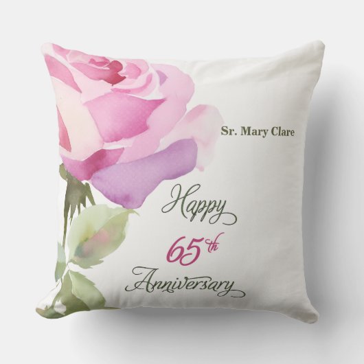 Nun 65th Anniversary Custom Name Pink Rose クッション (正面)