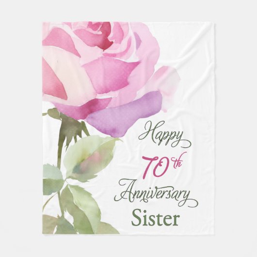 Nun 70th Anniversary Sister Jubilee Pink Rose フリースブランケット (正面)