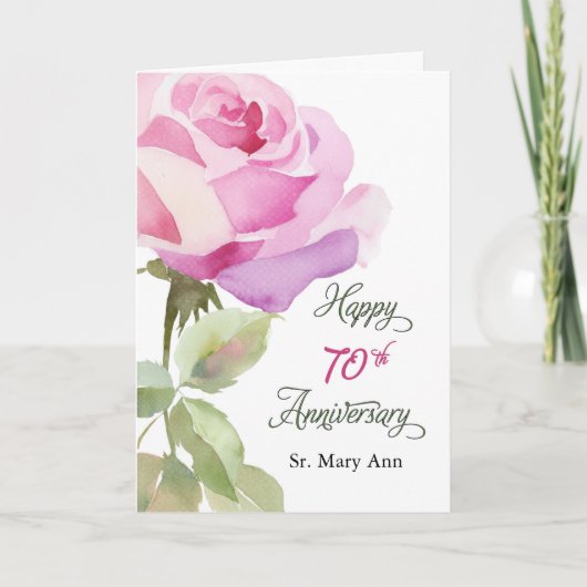Nun Custom Name 70th Anniversary Jubilee Rose カード (正面)