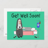 Nun "Get Well Soon"カード ポストカード (正面/裏面)