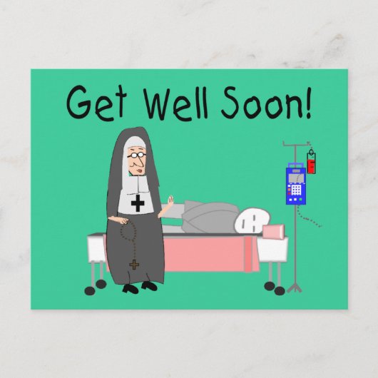 Nun "Get Well Soon"カード ポストカード (正面)