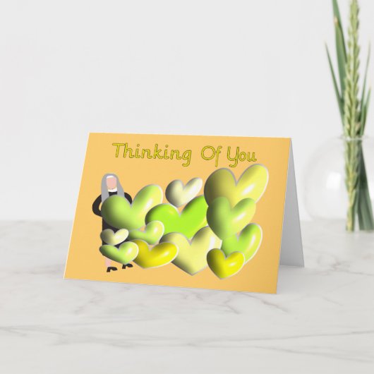 Nun Greeting Cards「考える's Of You」のアートハート カード (正面)