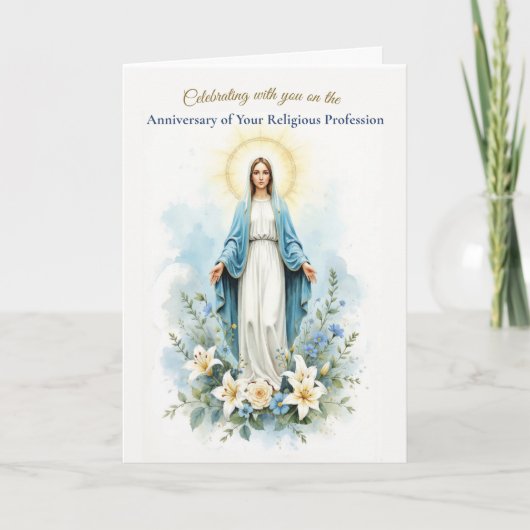 Nun Religious Profession Anniversary Marian Bless カード (正面)