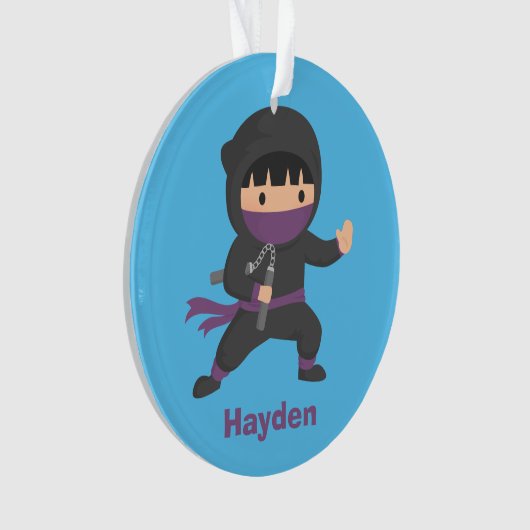 Nunchakuの男の子部屋の装飾を持つかわいく小さい忍者 オーナメント (正面)