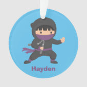 Nunchakuの男の子部屋の装飾を持つかわいく小さい忍者 オーナメント (正面)