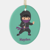 Nunchakuの男の子部屋の装飾を持つかわいく小さい忍者 セラミックオーナメント (右)