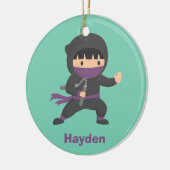 Nunchakuの男の子部屋の装飾を持つかわいく小さい忍者 セラミックオーナメント (左)