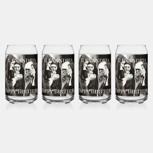 Nunsのパーソナライズ喫煙ヴィンテージハッピーバースデー ガラス缶 (正面)