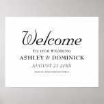 Nuptial Elegant Calligraphy Welcome Wedding Sign ポスター<br><div class="desc">Nuptial Elegant Calligraphy Black and White Minimalist Welcome Wedding Sign - Feel free to personalize and customize. Edit options are available.</div>