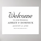Nuptial Elegant Calligraphy Welcome Wedding Sign ポスター (正面)