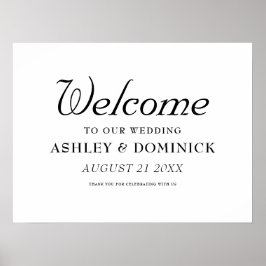Nuptial Elegant Calligraphy Welcome Wedding Sign ポスター