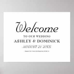 Nuptial Elegant Calligraphy Welcome Wedding Sign ポスター