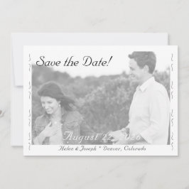 Nuptial Grace B&W Wedding Flat Save The Date Card セーブザデート