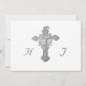 Nuptial Grace B&W Wedding Flat Save The Date Card セーブザデート (裏面)